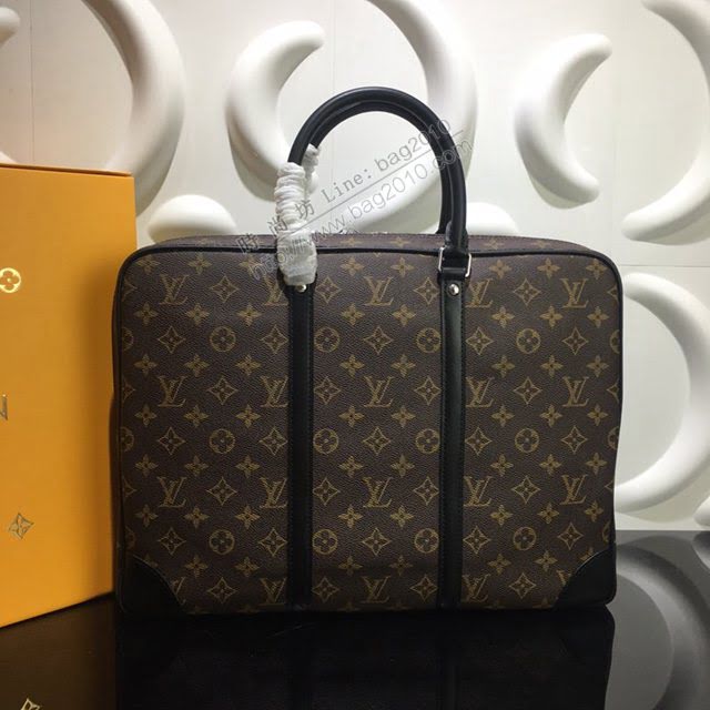 lv新款包包 路易威登Porte-Documents Voyage公事包  Monogram帆布 lv時尚商務男士公事包  ydh3901